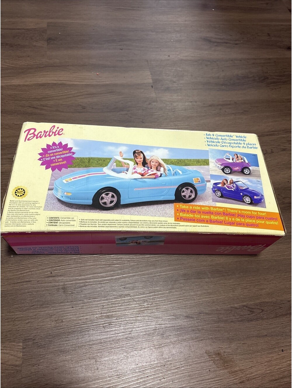 Mattel Barbie Ford Mustang Convertible 19-inch Model 2002 Blue Pink Car